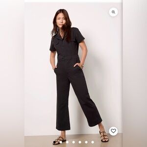 pistola Makenna Black Short-Sleeve Utility Jumpsuit